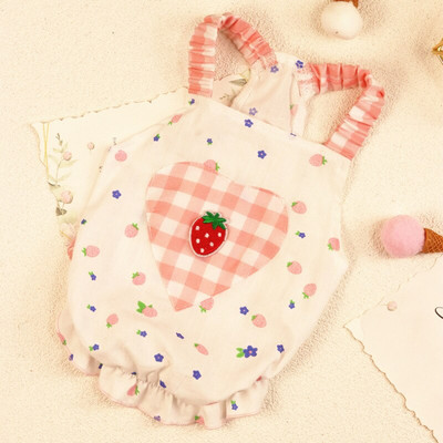 Rochii de vară pentru animale de companie pentru câini de talie mică, cu imprimeu în carouri cu cireșe, haine pentru cățeluși, fustă drăguță, costum prințesă, rochie, îmbrăcăminte pomeranian Yorkshire