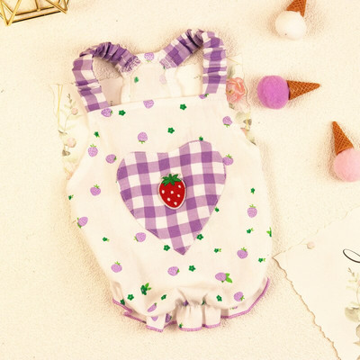 Rochii de vară pentru animale de companie pentru câini de talie mică, cu imprimeu în carouri cu cireșe, haine pentru cățeluși, fustă drăguță, costum prințesă, rochie, îmbrăcăminte pomeranian Yorkshire