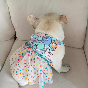 Ρούχα Πριγκίπισσας Σκύλου Χαριτωμένο Κορέα Αρκούδα Φόρεμα Pet Dog Φόρεμα Γαλλική φούστα μπουλντόγκ Kawaii Ρούχα για κουτάβι Κοριτσάκι Στολή Pet Pug Στολή