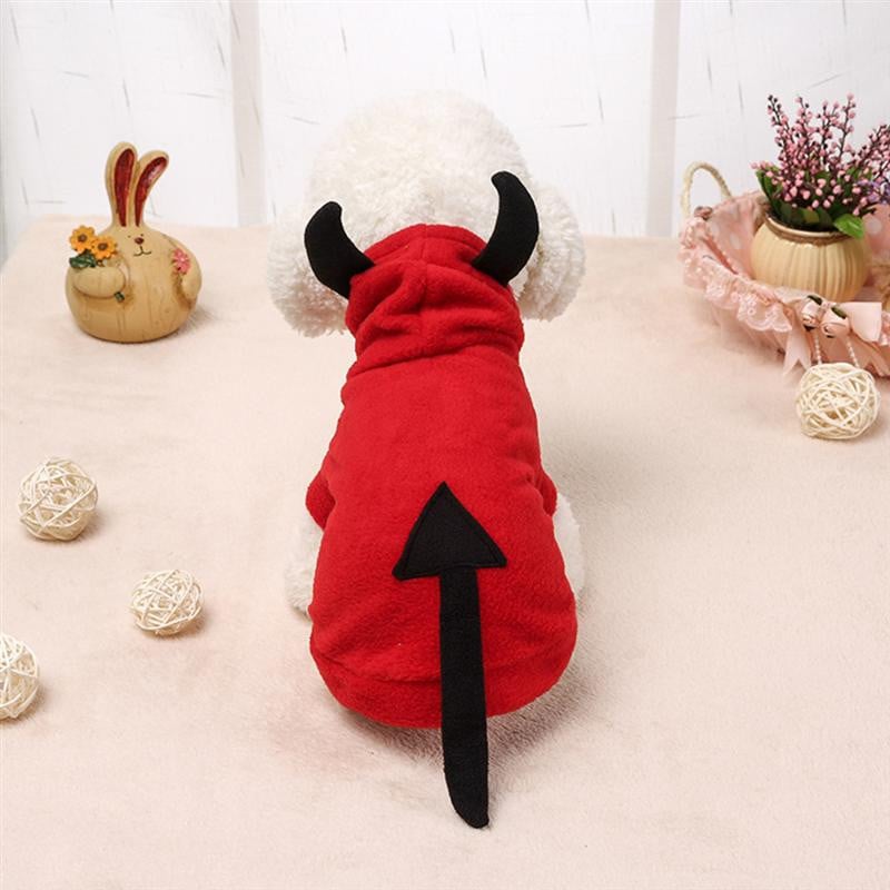 1 ks Halloween Devil Pet Oblečenie Mačka Pes Zimné oblečenie Ležérny Démonický Kostým Pet Fleece Kabát s Kapucňou Overaly Očarujúce Rompers