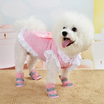 Καλοκαιρινό ένδυμα γάτας Puppy Dog Cute Princess κομψό φλοράλ φόρεμα, βαμβακερή φούστα δαντέλα με παπιγιόν για μικρά μεσαία ρούχα για ζευγάρια σκύλου