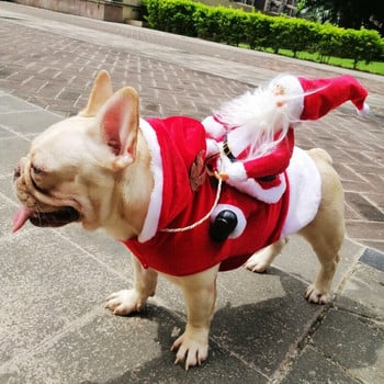 Γάτα Χαριτωμένο γιορτινό κοστούμι σκύλου Χριστουγεννιάτικη στολή ιππασίας Άγιου Βασίλη Χριστουγεννιάτικη στολή ιππασίας ελαφιού Αστεία στολή για κατοικίδια