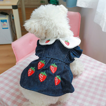Φθινόπωρο και Χειμώνας Νέα Ρούχα για Κατοικίδια Φράουλα Πριγκίπισσα Φόρεμα Teddy Cat Strawberry τζιν φούστες σκύλου Ρούχα για κουτάβι Jean