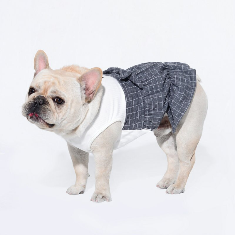 Módne šaty pre psov s francúzskou princeznou, sukňa, oblečenie pre francúzskeho buldočka, kawaii kockované, s mašľou, oblečenie pre bradáče, psy, domáce zvieratá, kostým