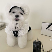 INS Κορέα Jennie Girl Group Μικρό άρωμα σε στυλ σκύλου με αντίθεση χρώματος καπέλο ηλίου Σκύλος Καλοκαιρινό καπίστρι Φούστα για γάτα δαντέλα Σετ καπέλων για κατοικίδια