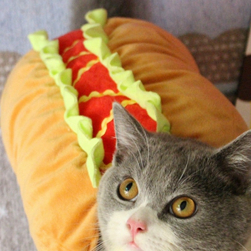 [Costume pentru animale de companie MPK] Costum de pisică Hotdog Sandwich, Burgerul de pisică, Costum amuzant pentru pisoi, pisici și câini de talie mică