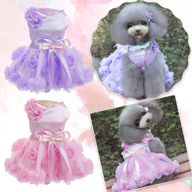 Pun odjeće za pse Haljine za male kućne ljubimce Proljeće i ljeto Odjeća za kućne ljubimce Proljeće i ljeto Slatka oprema za kućne ljubimce Haljine Poklon haljina od ruža