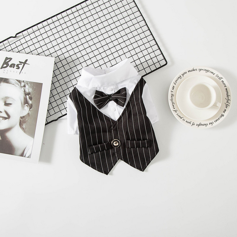 Cămașă formală Haine pentru câini pentru domn Costum de nuntă pentru câini de talie mică smoking cu papion ținută pentru animale de companie Costum pentru pisici costume de primăvară și vară