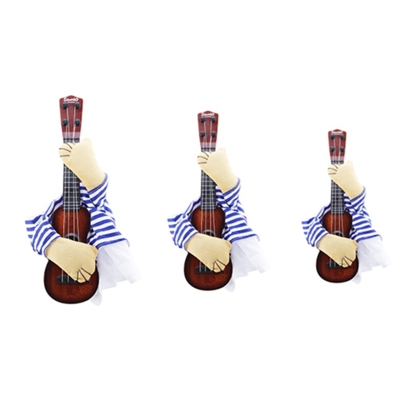 Rochie pentru câinele de companie Rochie pentru chitarist Costum amuzant de chitară de Halloween Rochie pentru rochie Tricou cu dungi bleumarin Cap exploziv