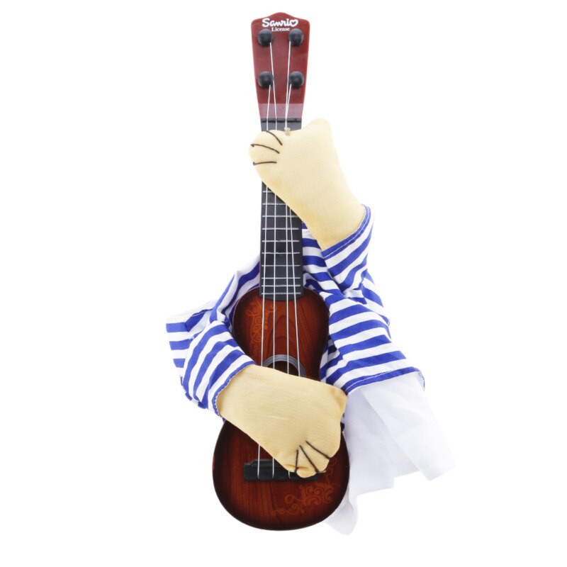 Rochie pentru câinele de companie Rochie pentru chitarist Costum amuzant de chitară de Halloween Rochie pentru rochie Tricou cu dungi bleumarin Cap exploziv