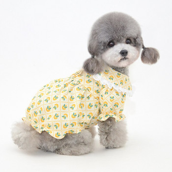 Καλοκαιρινό φόρεμα σκύλου Καπέλο Χαριτωμένα ρούχα γάτας Φούστα Sunhat κορίτσι Φορέματα ένδυσης σκυλιών Yorkshire Pomeranian Bichon Poodle Μαλτέζικη Στολή