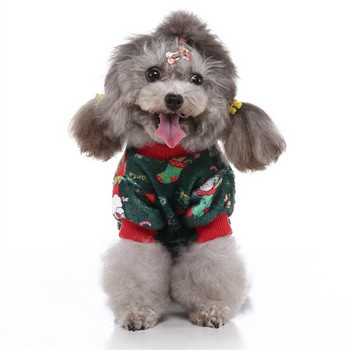 Christmas Winter Pet Dog Pijamas Гащеризон за малки кучета Shih Tzu Йоркширски пуловери Меко поларено кученце Дрехи за котки Дрехи за домашни любимци