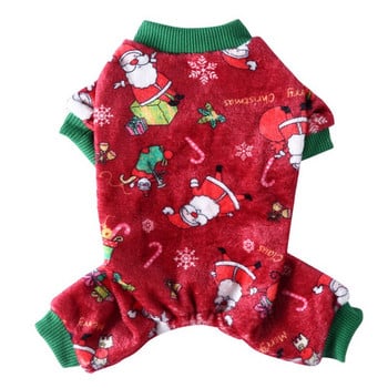 Christmas Winter Pet Dog Pijamas Гащеризон за малки кучета Shih Tzu Йоркширски пуловери Меко поларено кученце Дрехи за котки Дрехи за домашни любимци