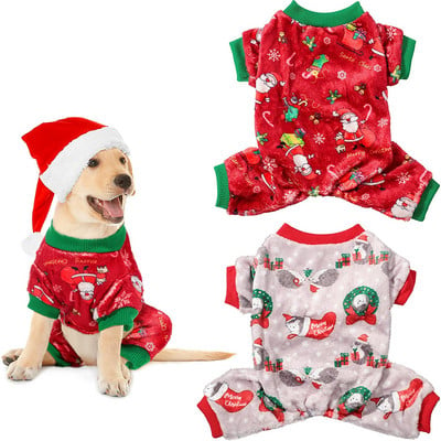 Christmas Winter Pet Dog Pijamas Гащеризон за малки кучета Shih Tzu Йоркширски пуловери Меко поларено кученце Дрехи за котки Дрехи за домашни любимци