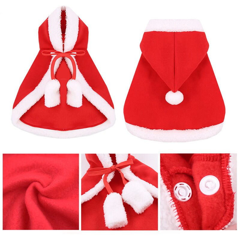 Vianočný kostým pre mačky, šteniatka, Santa Claus, plášť, domáce zvieratá, cosplay, vianočné mačiatka, červené čiapky, oblečenie, zábavné párty, pes, plášť, zdobiť U3