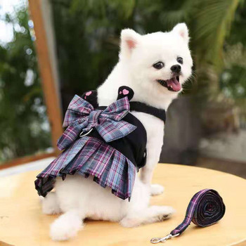 Χαριτωμένα φορέματα με παπιγιόν Σετ λουριών με λουρί για σκύλους γάτας Καλοκαιρινό φθινόπωρο κατοικίδια κατοικίδια Ρούχα για μικρό γιλέκο σκύλου teddy french bulldog