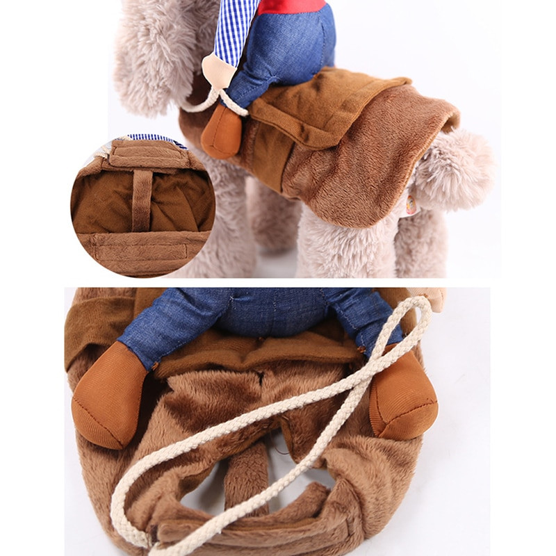 Kaubojaus raitelio šuns kostiumas šunims Riterio stiliaus su lėle ir skrybėle augintinio kostiumas naujoviškam Helovino šunų nešiojimo kostiumui