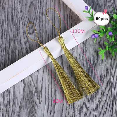 30/50 tk Polüester Kuld/hõbe siidist tutid äärised DIY käsitöö kunst Kardinad Dekoor Ehted Aksessuaarid Võtmekott Tutid Ripats