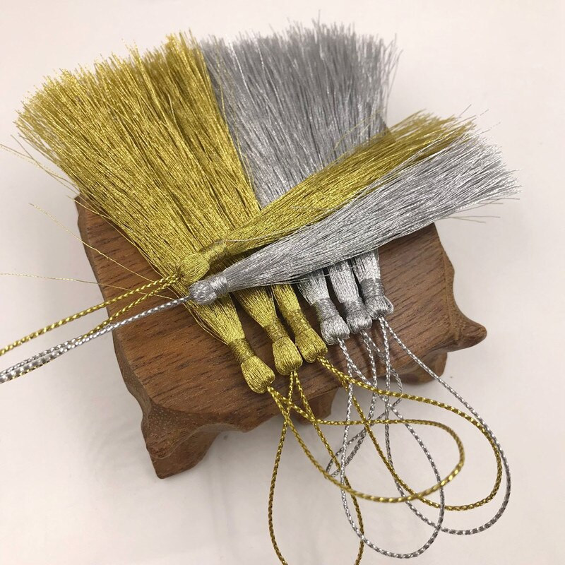 30/50 tk Polüester Kuld/hõbe siidist tutid äärised DIY käsitöö kunst Kardinad Dekoor Ehted Aksessuaarid Võtmekott Tutid Ripats