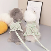 Лятна пола за кучета Нагръдник за домашни любимци с презрамка за гърди Рокля за кученца Стягащо въже Дрехи за малки кучета Нагръдник Жилетка Рокля на принцеса