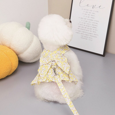 Лятна пола за кучета Нагръдник за домашни любимци с презрамка за гърди Рокля за кученца Стягащо въже Дрехи за малки кучета Нагръдник Жилетка Рокля на принцеса