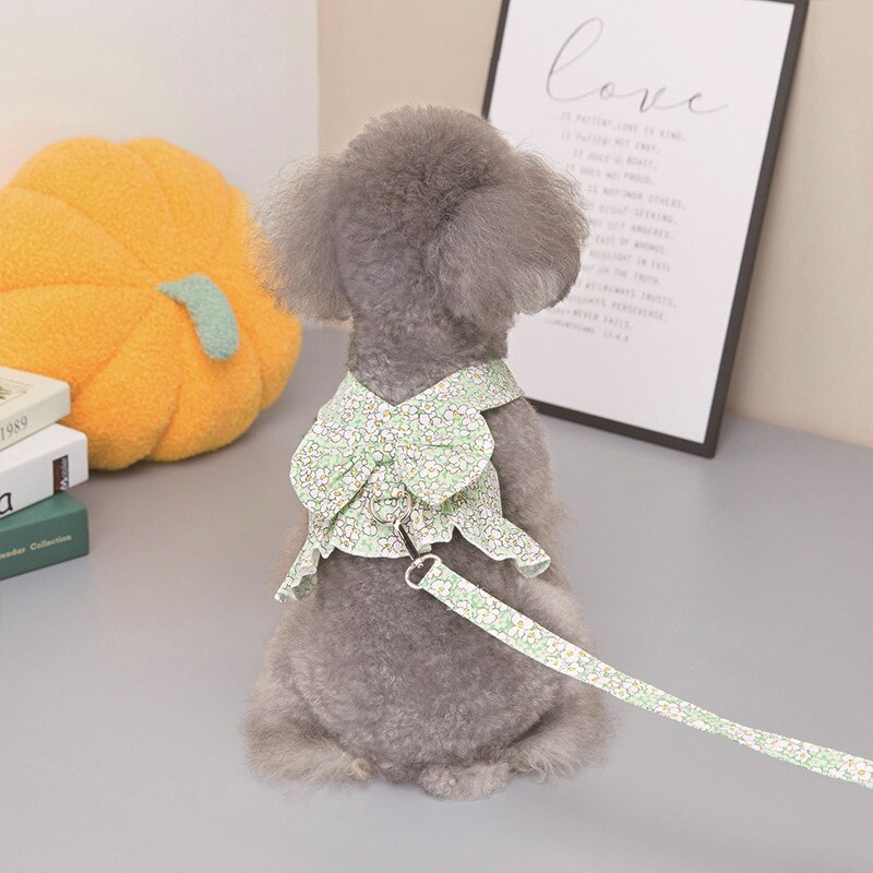 Лятна пола за кучета Нагръдник за домашни любимци с презрамка за гърди Рокля за кученца Стягащо въже Дрехи за малки кучета Нагръдник Жилетка Рокля на принцеса