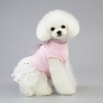 2020 пролет и лято пола за домашни любимци памучни сладки дрехи за кучета Теди малко куче хай-пуловер пола рокля за кучета цветя рокли за кучета лято