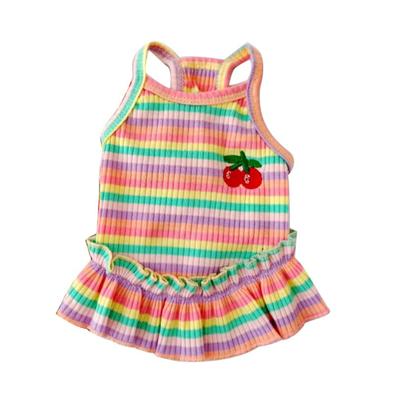 Φούστα Rainbow Suspender Ρούχα για σκύλους Φόρεμα Super Dogs Ρούχα για κατοικίδια Χαριτωμένα καλοκαιρινά βαμβακερά Yorkies κορίτσι με εκτύπωση Ropa Para Perro