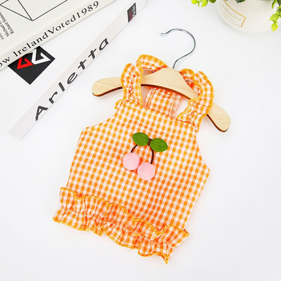 Лятна карирана рокля на принцеса за домашни кучета за малки кучета Mascotas Облекло Сладко кученце Котка Пола с тиранти Чихуахуа Дрехи за померан