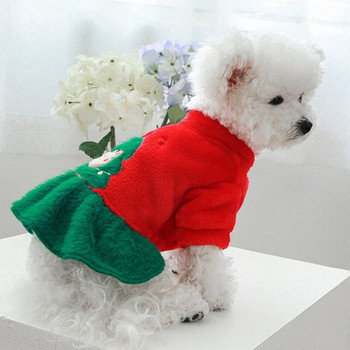 Χριστουγεννιάτικο φόρεμα για κορίτσια σκύλου για κουτάβι Ζεστό φλις φούστα Ρούχα φθινοπωρινά χειμωνιάτικα ζεστά ρούχα κατοικίδιο σκύλο κόκκινη φούστα φανταχτερό φόρεμα ζεστό