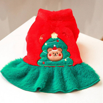 Χριστουγεννιάτικο φόρεμα για κορίτσια σκύλου για κουτάβι Ζεστό φλις φούστα Ρούχα φθινοπωρινά χειμωνιάτικα ζεστά ρούχα κατοικίδιο σκύλο κόκκινη φούστα φανταχτερό φόρεμα ζεστό