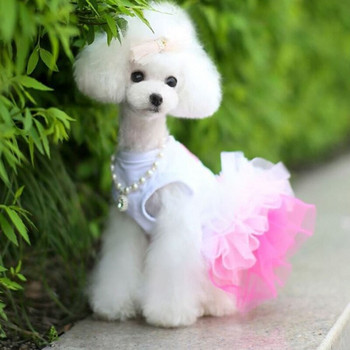 Cute Puppys Cotton Princess Dress Dog Princess Dresses Puppy Bow Knot Dress Pet Tutu Skirt Мрежеста кучешка пола за малки кучета