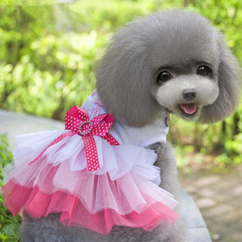 Cute Puppys Cotton Princess Dress Dog Princess Dresses Puppy Bow Knot Dress Pet Tutu Skirt Мрежеста кучешка пола за малки кучета