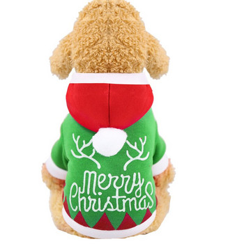 Χριστουγεννιάτικο παλτό με κουκούλα με κουκούλα με σκύλους γάτας Άγιος Βασίλης Ρούχα χειμωνιάτικων κατοικίδιων για μικρά σκυλιά Yorkshire Shih Tzu Clothing manteau chien U3