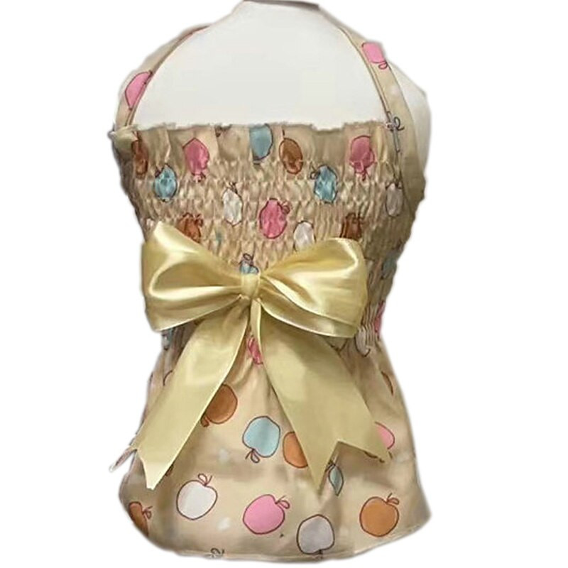 Psí roztomilé kvetinové šaty s mašľou a kvetmi, šatky cez rameno pre domácich miláčikov, svadobné záhyby pre malých psov, letné oblečenie pre mopsov, potreby pre šteniatka a mačky