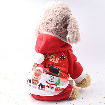 Φθινοπωρινό χειμερινό χριστουγεννιάτικο μπουφάν για κατοικίδια κουτάβι με κουκούλα Φούτερ για σκύλους Στολή για γάτα Chihuahua Χειμερινό ζεστό μπουφάν για εξωτερικούς χώρους