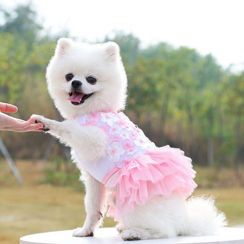 Дантелени поли за кучета Дрехи за забавни малки средни кучета Качулка с котка Pet Puppy XS - XL Размер Розово лилав цвят