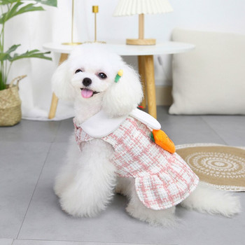 Ρούχα για κατοικίδια καρό φούστα Χαριτωμένο γιλέκο μαλακό όμορφο φόρεμα πριγκίπισσας Διακοσμητικό καρότο Μικρό σκυλί γάτα Chihuahua Yorkshire