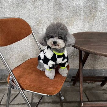 Μαύρο λευκό πουλόβερ καρό παλτό Pet Cat Fashion Ζεστά ρούχα για σκύλους Chihuahua Bulldog από μαλακό μαλλί Χαριτωμένο βαμβακερό σακάκι πολυτελές κοστούμι
