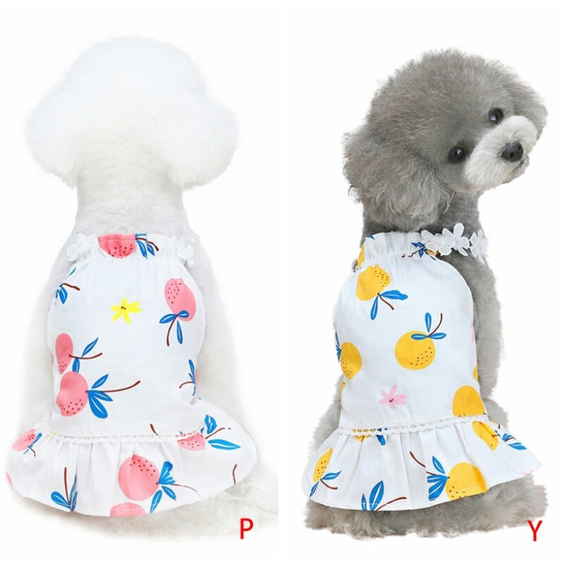 Rochie pentru câini pentru animale de companie Haine subțiri de vară pentru câini, cu imprimeu cu fructe, fustă cățelușă, îmbrăcăminte, prințesă, rochii pentru animale de companie, pentru caniche, pluș, chihuahua