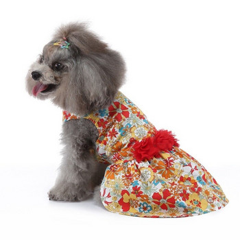 Домашни любимци Пролетна и лятна рокля на цветя Дрехи за кучета Любов Коте Кученце ЖИЛЕТКА Момиче Котка Принцеса Поли