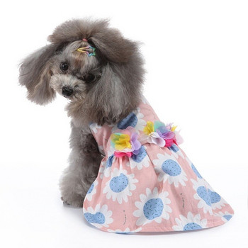 Pet Φόρεμα λουλουδιών Άνοιξη και Καλοκαίρι Ρούχα για σκύλους Love Kitten Puppy VEST Κορίτσι Γάτα Πριγκίπισσα Φούστες