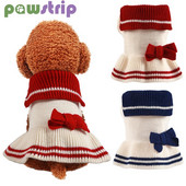 Zimska topla odjeća za pse Slatka mašna Pulover za kućne ljubimce Suknje za male pse Haljina za štene Bež suknja za princezu Chihuahua Teddy Odjeća za kućne ljubimce