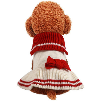 Zimska topla odjeća za pse Slatka mašna Pulover za kućne ljubimce Suknje za male pse Haljina za štene Bež suknja za princezu Chihuahua Teddy Odjeća za kućne ljubimce