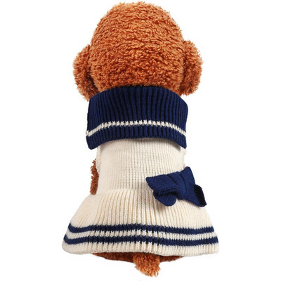 Zimska topla odjeća za pse Slatka mašna Pulover za kućne ljubimce Suknje za male pse Haljina za štene Bež suknja za princezu Chihuahua Teddy Odjeća za kućne ljubimce