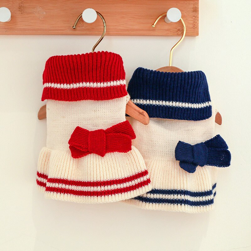 Zimska topla odjeća za pse Slatka mašna Pulover za kućne ljubimce Suknje za male pse Haljina za štene Bež suknja za princezu Chihuahua Teddy Odjeća za kućne ljubimce