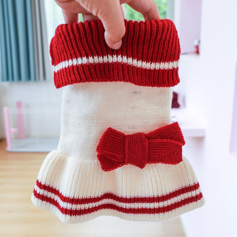 Zimska topla odjeća za pse Slatka mašna Pulover za kućne ljubimce Suknje za male pse Haljina za štene Bež suknja za princezu Chihuahua Teddy Odjeća za kućne ljubimce