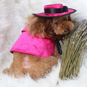 Μικρή στολή για σκύλο Ακρωτήριο και καπέλο περούκα για κατοικίδιο ζώο Αξεσουάρ για χριστουγεννιάτικο φόρεμα για το Halloween