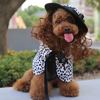 Μικρή στολή για σκύλο Ακρωτήριο και καπέλο περούκα για κατοικίδιο ζώο Αξεσουάρ για χριστουγεννιάτικο φόρεμα για το Halloween