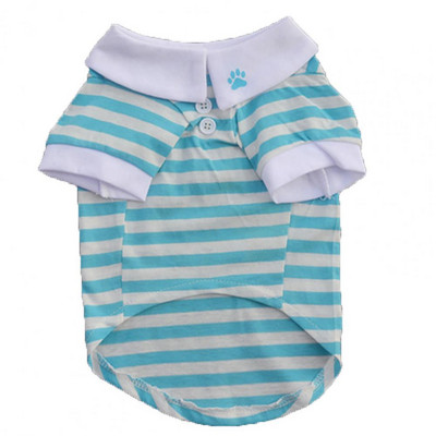 Tričko pre domáce zvieratá, elastické priedušné bavlnené, mäkké, s klopou pre psov, pruhované tričko pre letné psy a mačky, čistá bavlnená priedušná módna košeľa